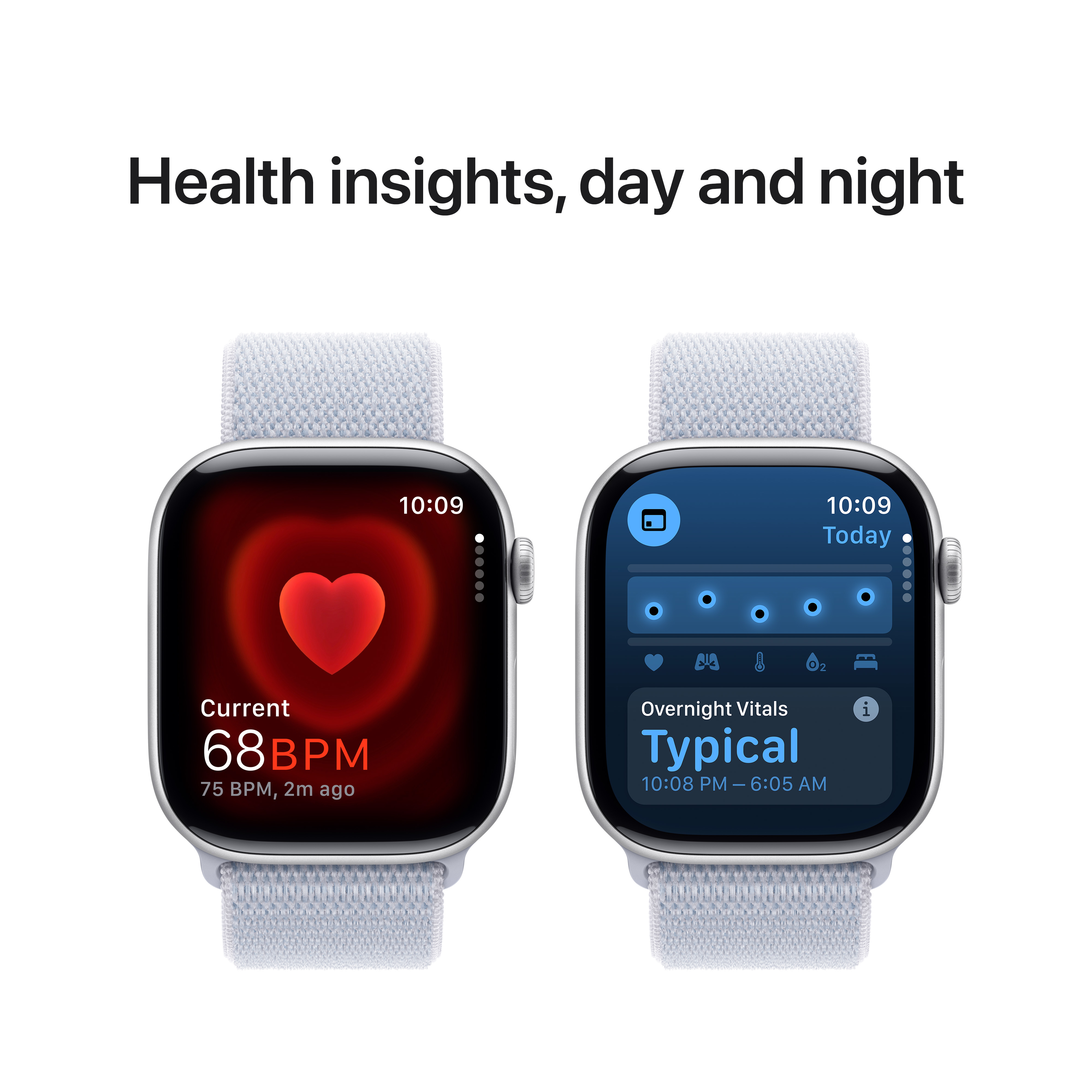 APPLE Watch Series 10 (GPS + Cellular) 46 mm Smartwatch Aluminium Nylon, Polyester, Elastan, 130 - 200 mm (One Size), Silver Aluminium/Blue Cloud Sport Loop