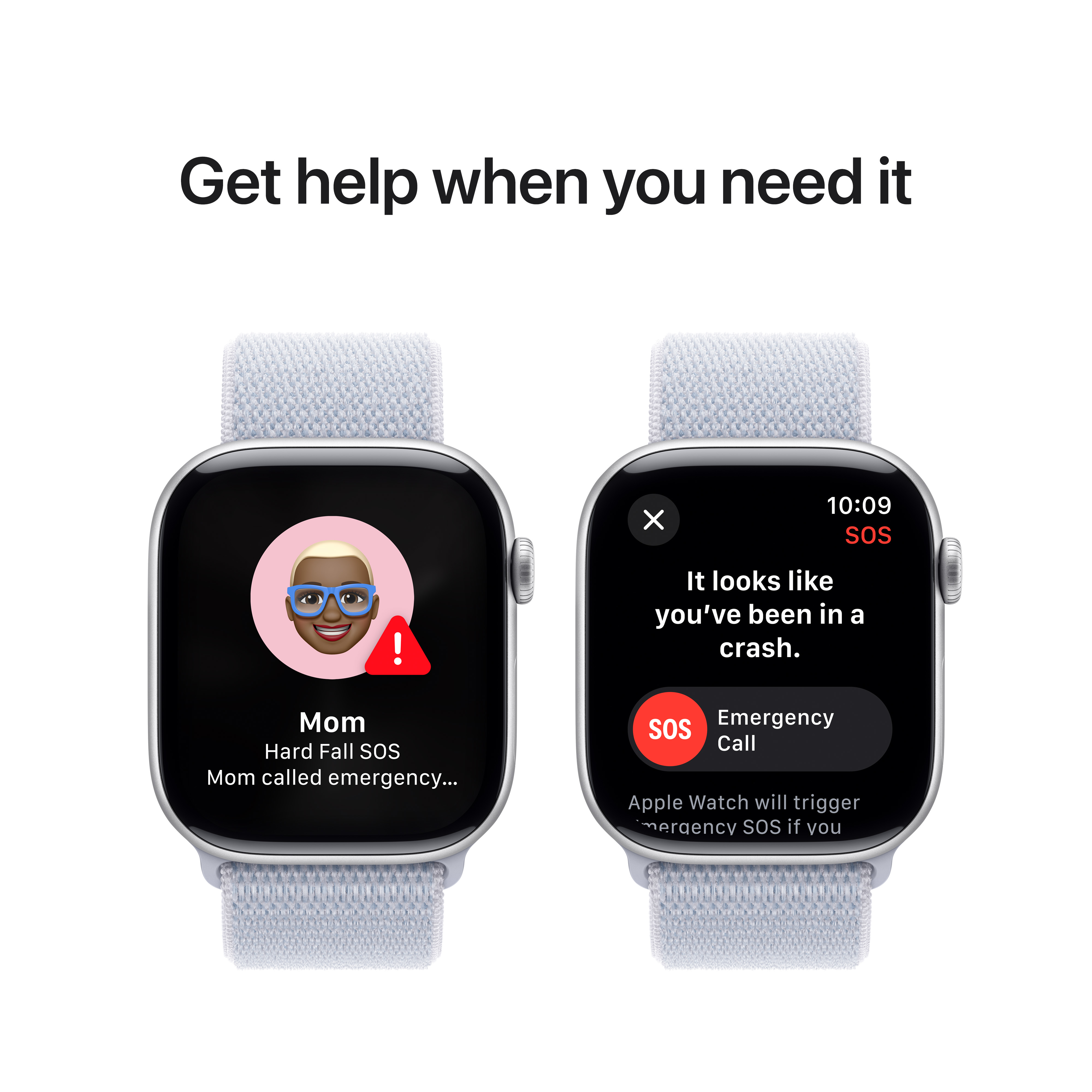 APPLE Watch Series 10 (GPS + Cellular) 46 mm Smartwatch Aluminium Nylon, Polyester, Elastan, 130 - 200 mm (One Size), Silver Aluminium/Blue Cloud Sport Loop