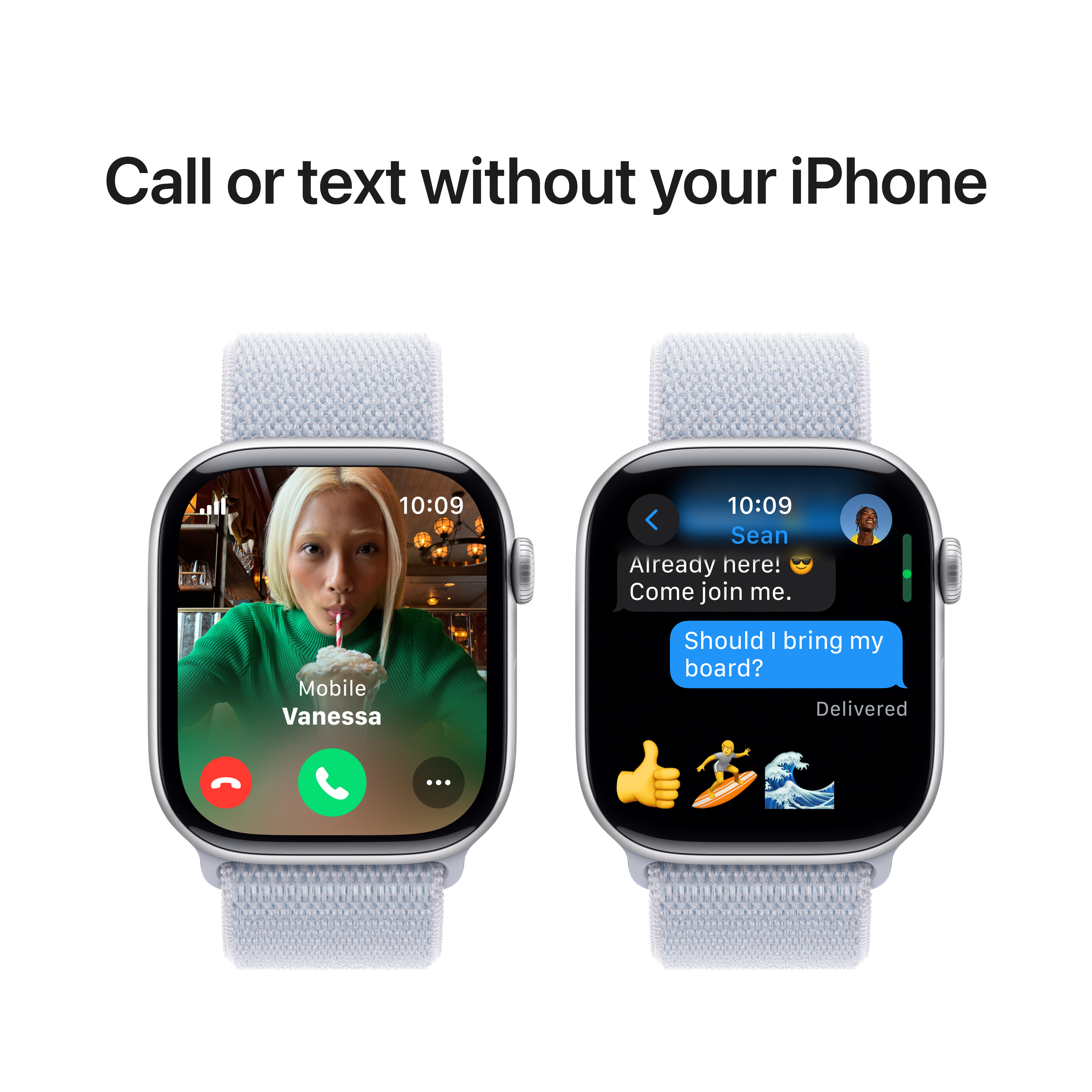 APPLE Watch Series 10 (GPS + Cellular) 46 mm Smartwatch Aluminium Nylon, Polyester, Elastan, 130 - 200 mm (One Size), Silver Aluminium/Blue Cloud Sport Loop