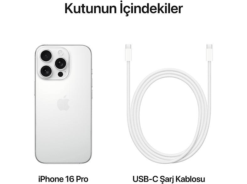 APPLE iPhone 16 Pro 256 GB Akıllı Telefon Beyaz Titanium MYNJ3TU/A
