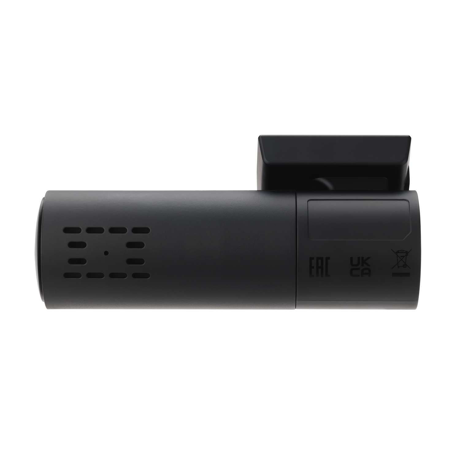 Black dashcam with a small screen and vents.