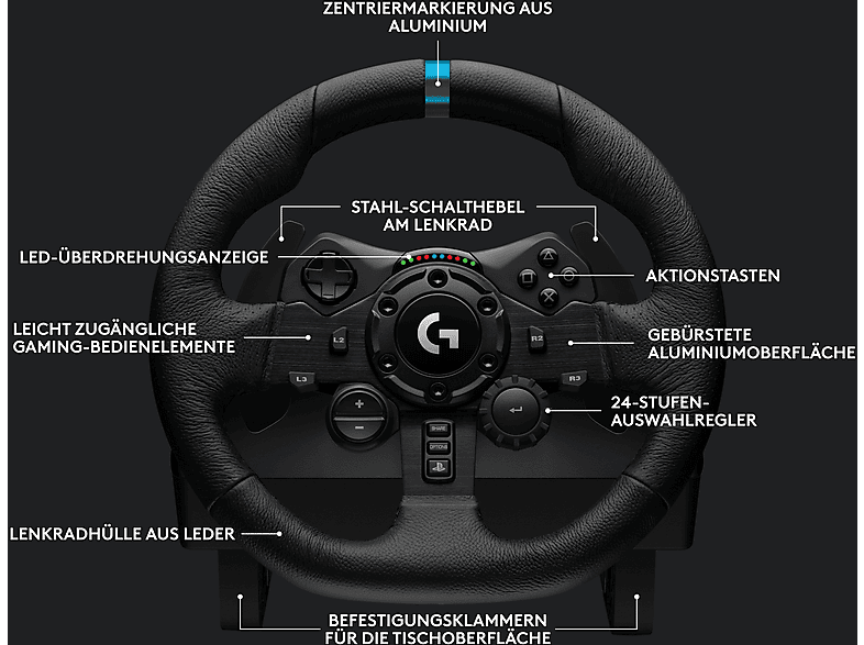 LOGITECH G Bundle, G923 SE Rennlenkrad + Pedale + Shifter (PlayStation PS5 PS4, PC), Schwarz; Rennlenkrad, Pedale, Schalthebel — Foto 4 von 5