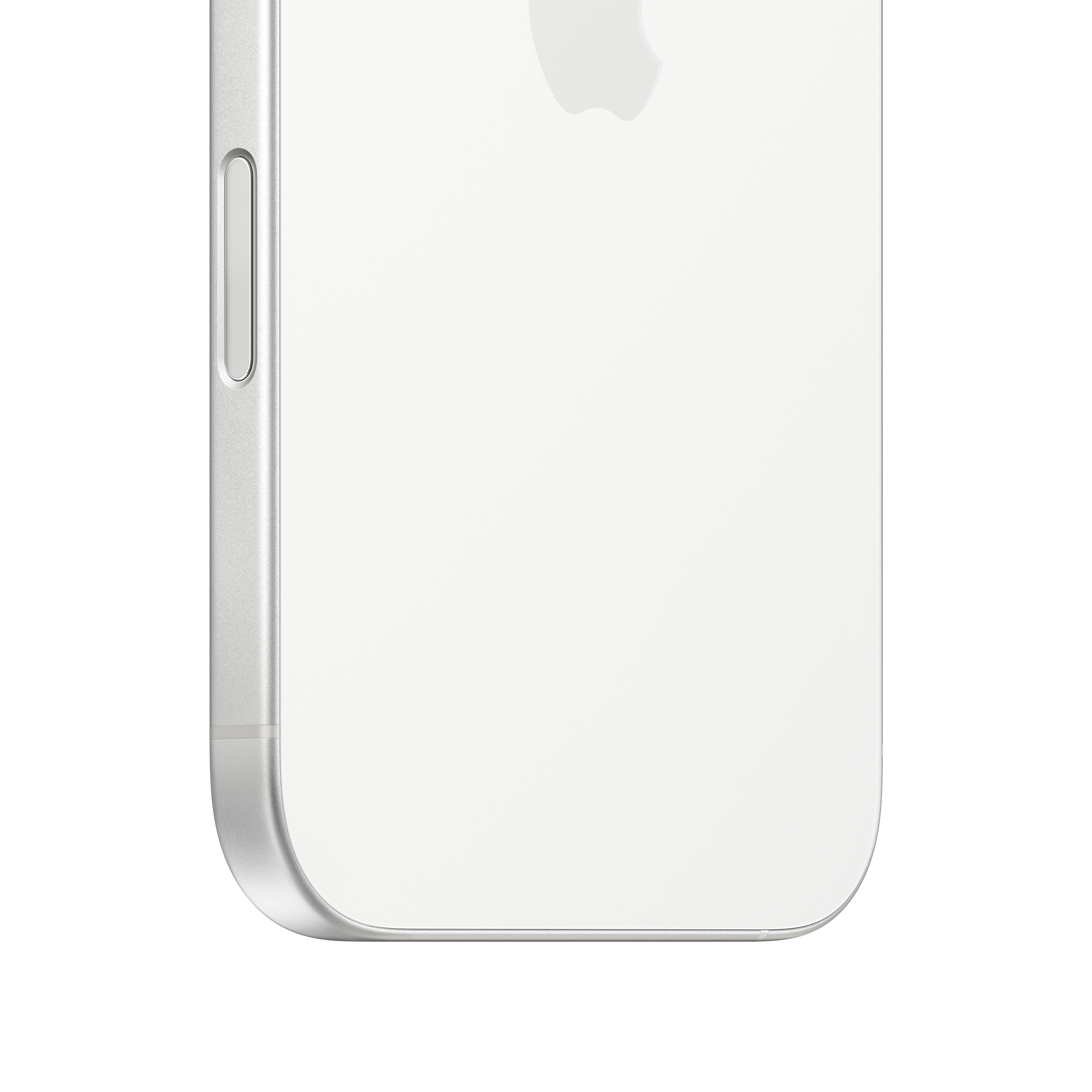 Beyaz bir iPhone'un yakın çekimi. Telefonun yan tarafı ses düğmeleriyle birlikte görünüyor.