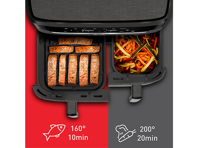 Tefal EY942H XXL Dual Easy Fry Doppel-Heißluftfritteuse 6,5 l + 4,5 l, Grau — Foto 2 von 5