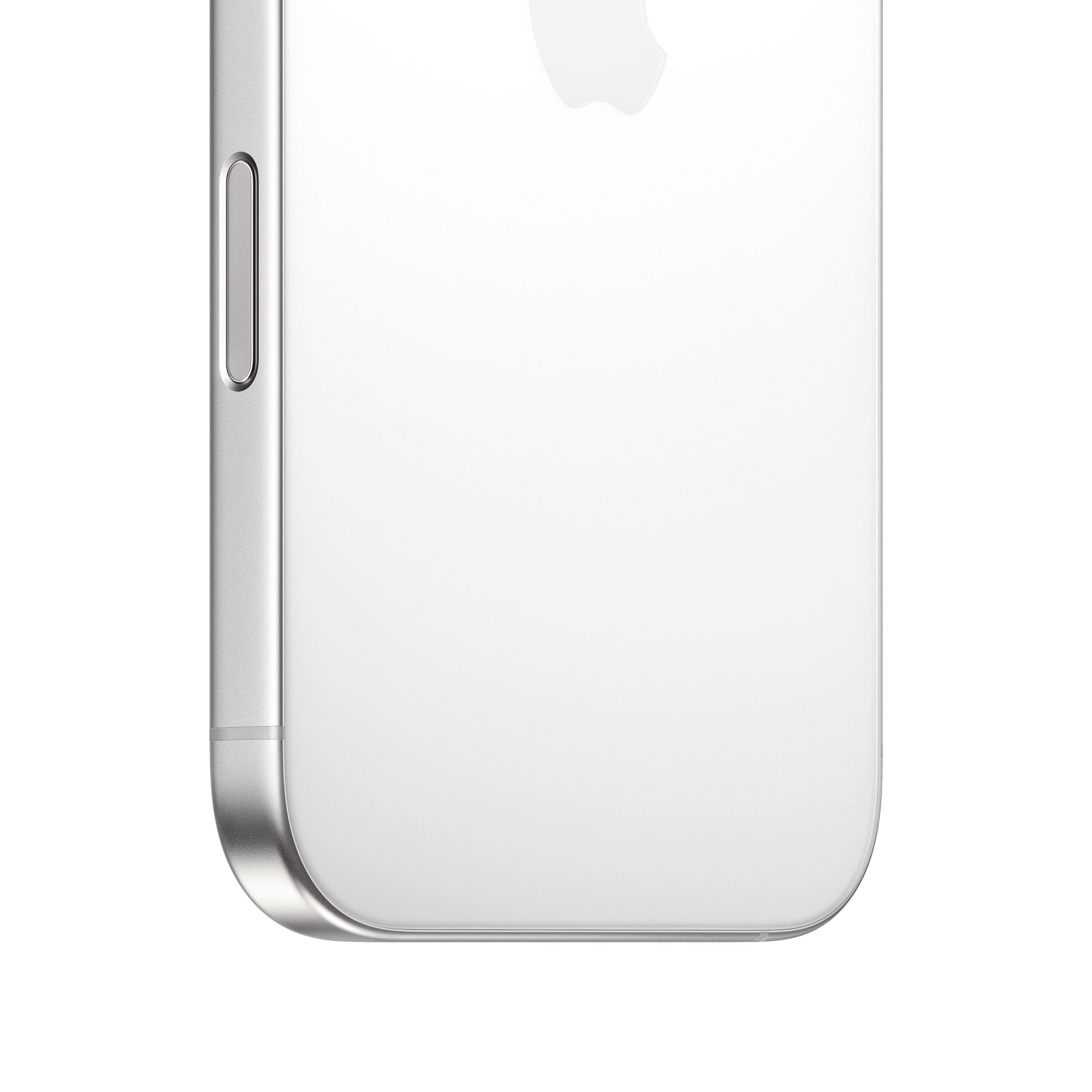 Gümüş bir iPhone 14 Pro'nun alt kısmı, alt kenarı ve yan düğmeyi gösteriyor.