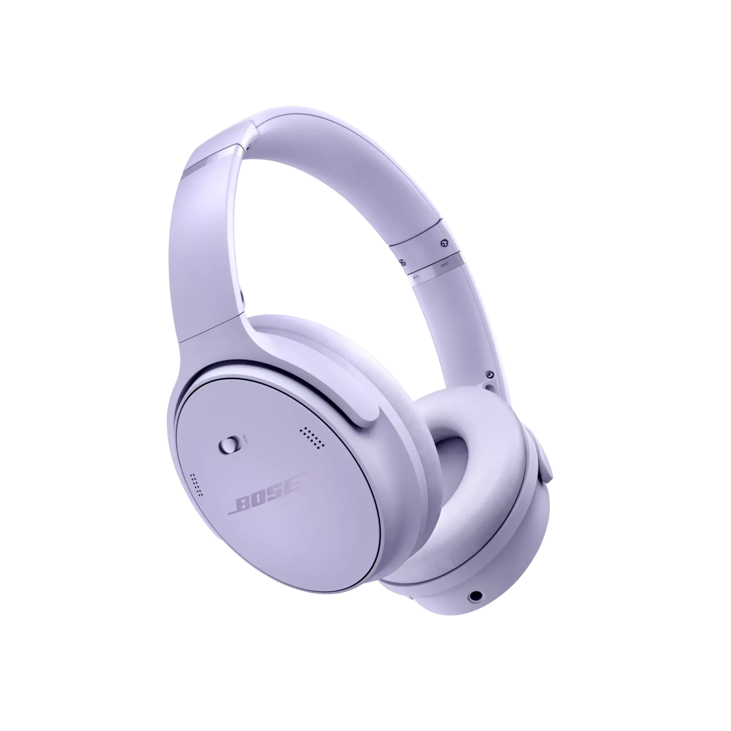 Purple Bose headphones. The headphones are on a black background.