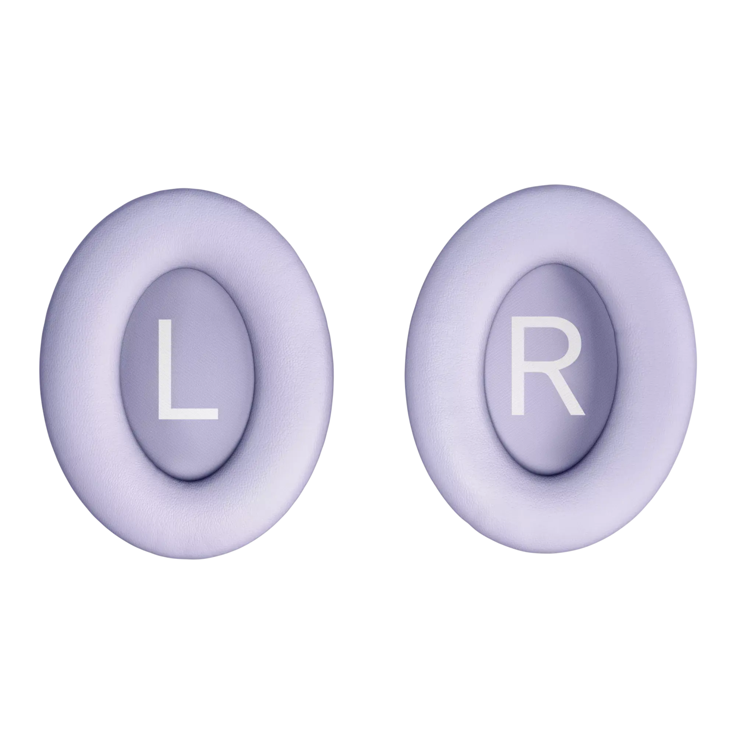 Two ear cushions with 'L' and 'R' markings, indicating left and right for headphones.