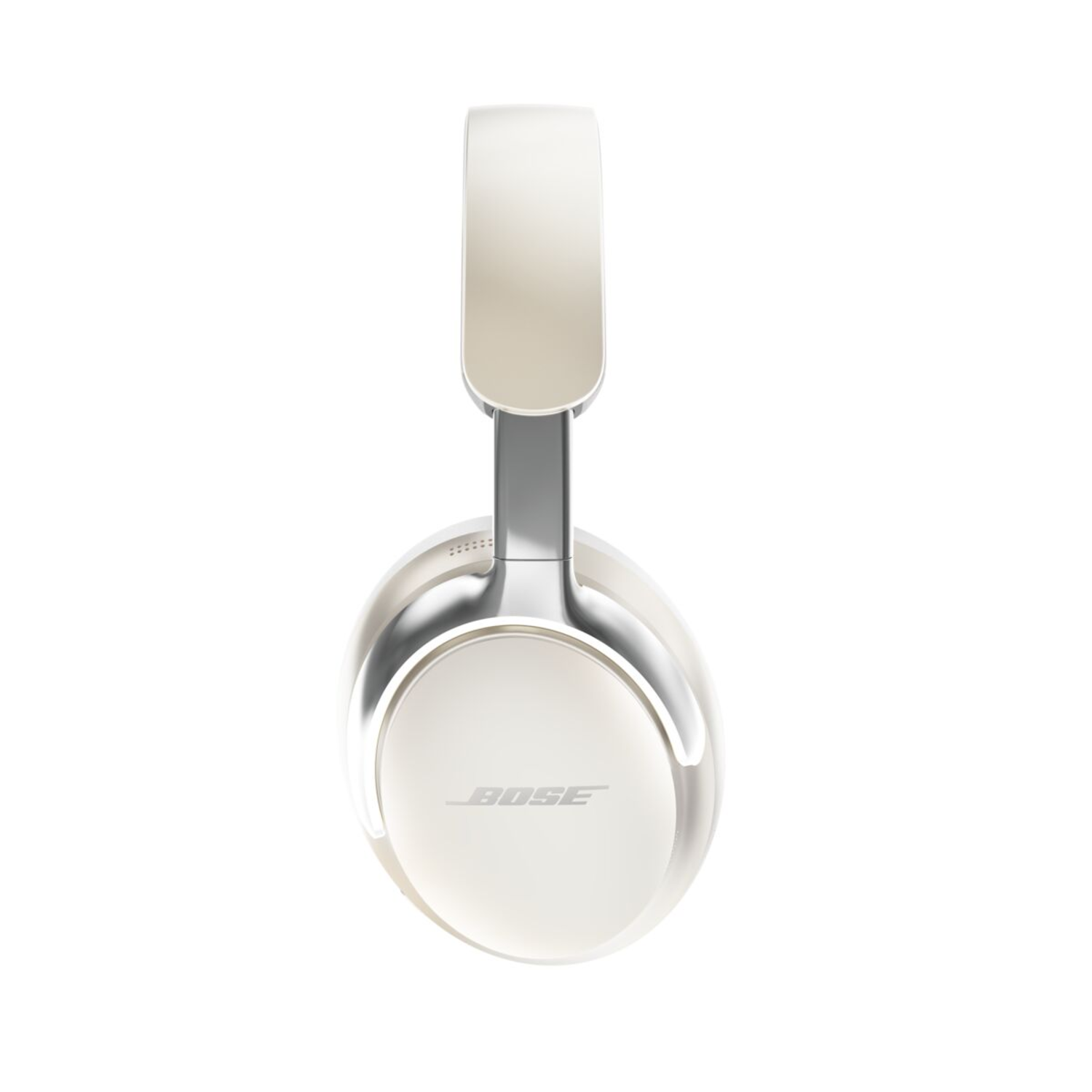 Casque Bose blanc et argent isolé sur fond blanc.