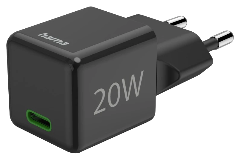 HAMA univerzális hálózati USB Type-C töltő, mini, PD, QC, fekete, 20W (00201984)