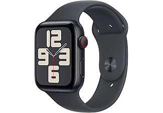 APPLE Watch SE 2024 GPS + Cellular, 40mm, éjfekete alumíniumtok, éjfekete sportszíj - M/L (MXGD3QH/A)