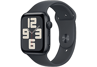 APPLE Watch SE 2024 GPS, 40mm, éjfekete alumíniumtok, éjfekete sportszíj - M/L (MXE93QH/A)