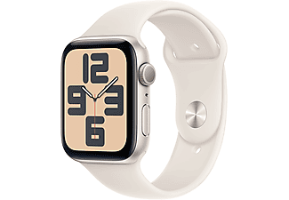 APPLE Watch SE 2024 GPS 40mm, csillagfény alumíniumtok, csillagfény sportszíj - M/L (MXEG3QH/A)