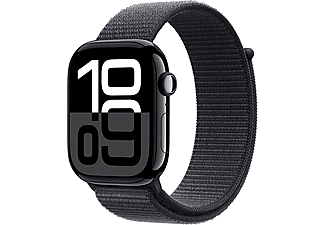 APPLE Watch Series 10 GPS + Cellular, 42mm, kozmoszfekete alumíniumtok, tintaszínű sportpánt (MWX83QH/A)