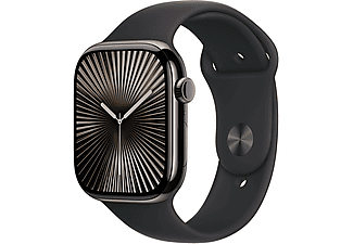 APPLE Watch Series 10 GPS + Cellular, 42mm, palaszürke titántok, fekete sportszíj - M/L (MWXH3QH/A)