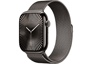 APPLE Watch Series 10 GPS + Cellular, 42mm, palaszürke titántok, palaszürke milánói szíj (MX053QH/A)