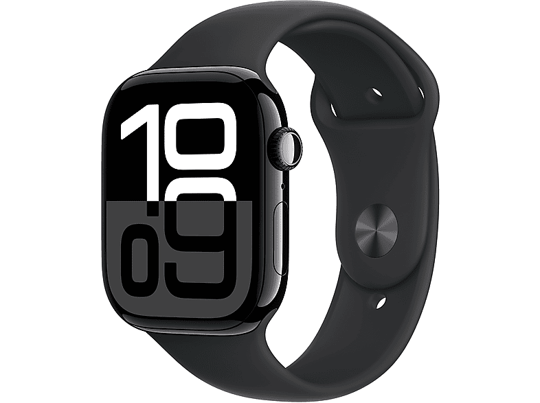 APPLE Watch Series 10 GPS, 42mm, kozmoszfekete alumíniumtok, fekete sportszíj - M/L (MWWF3QH/A)