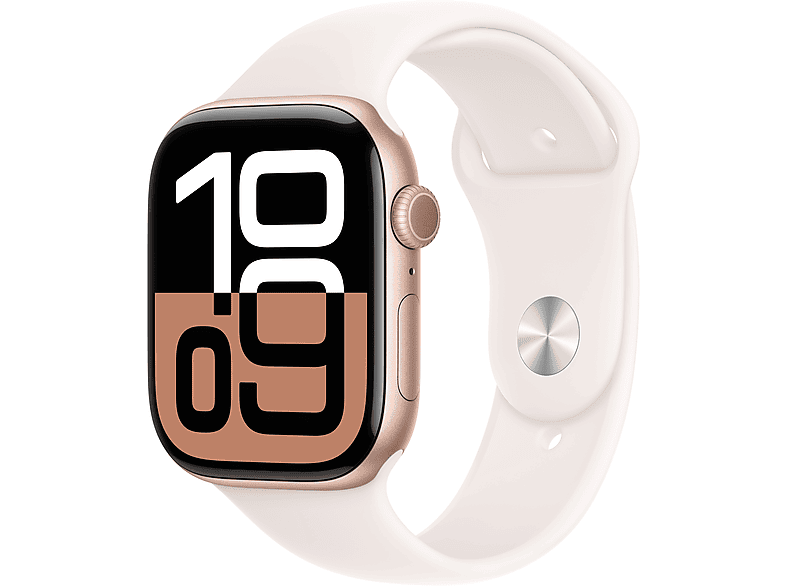 APPLE Watch Series 10 GPS, 42mm, rozéarany alumíniumtok, lágy rózsaszín sportszíj - S/M (MWWH3QH/A)