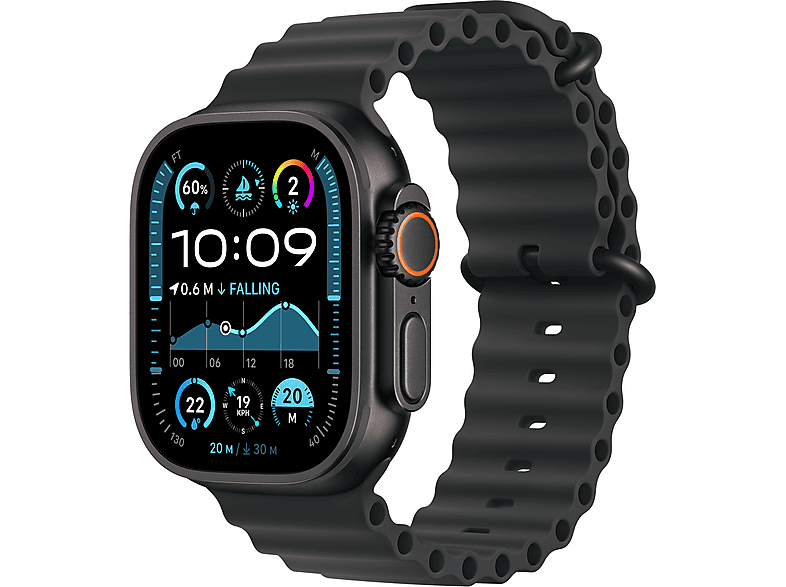 APPLE Watch Ultra 2 GPS + Cellular, 49mm, fekete titántok, Óceán szíj (MX4P3CM/A)