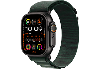 APPLE Watch Ultra 2 GPS + Cellular, 49mm, fekete titántok, sötétzöld Alpesi pánt, L (MX4T3CM/A)