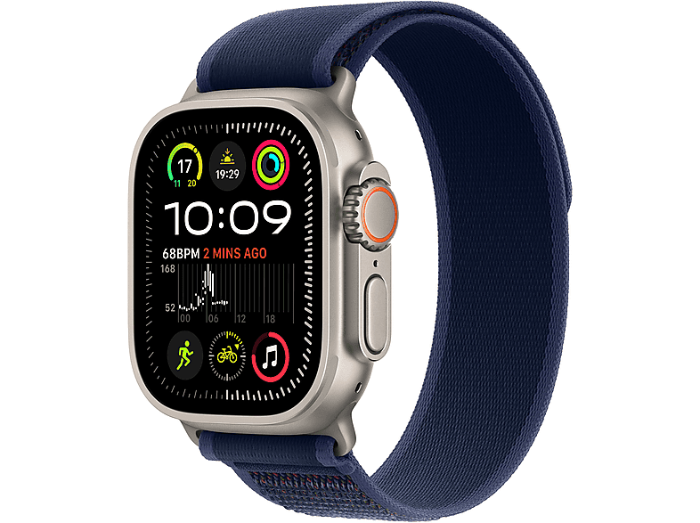 APPLE Watch Ultra 2 GPS + Cellular, 49mm, natúr titántok, kék Terep pánt - M/L (MX4L3CM/A)