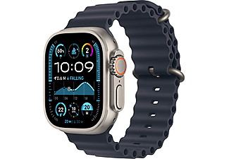 APPLE Watch Ultra 2 GPS + Cellular, 49mm, natúr titántok, tengerészkék Óceán szíj (MX4D3CM/A)