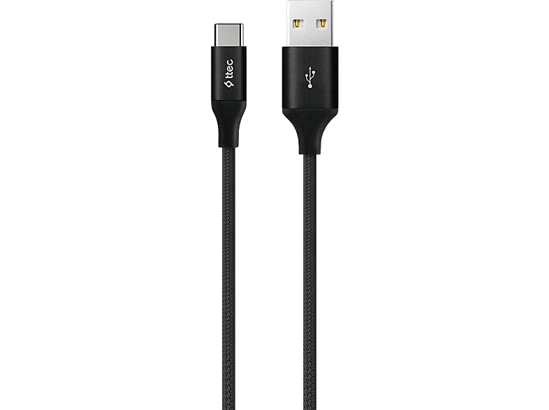 TTEC AlumiCable XL töltő-és adatkábel USB-C / USB-A csatlakozással 2m, fekete (2DK23S)