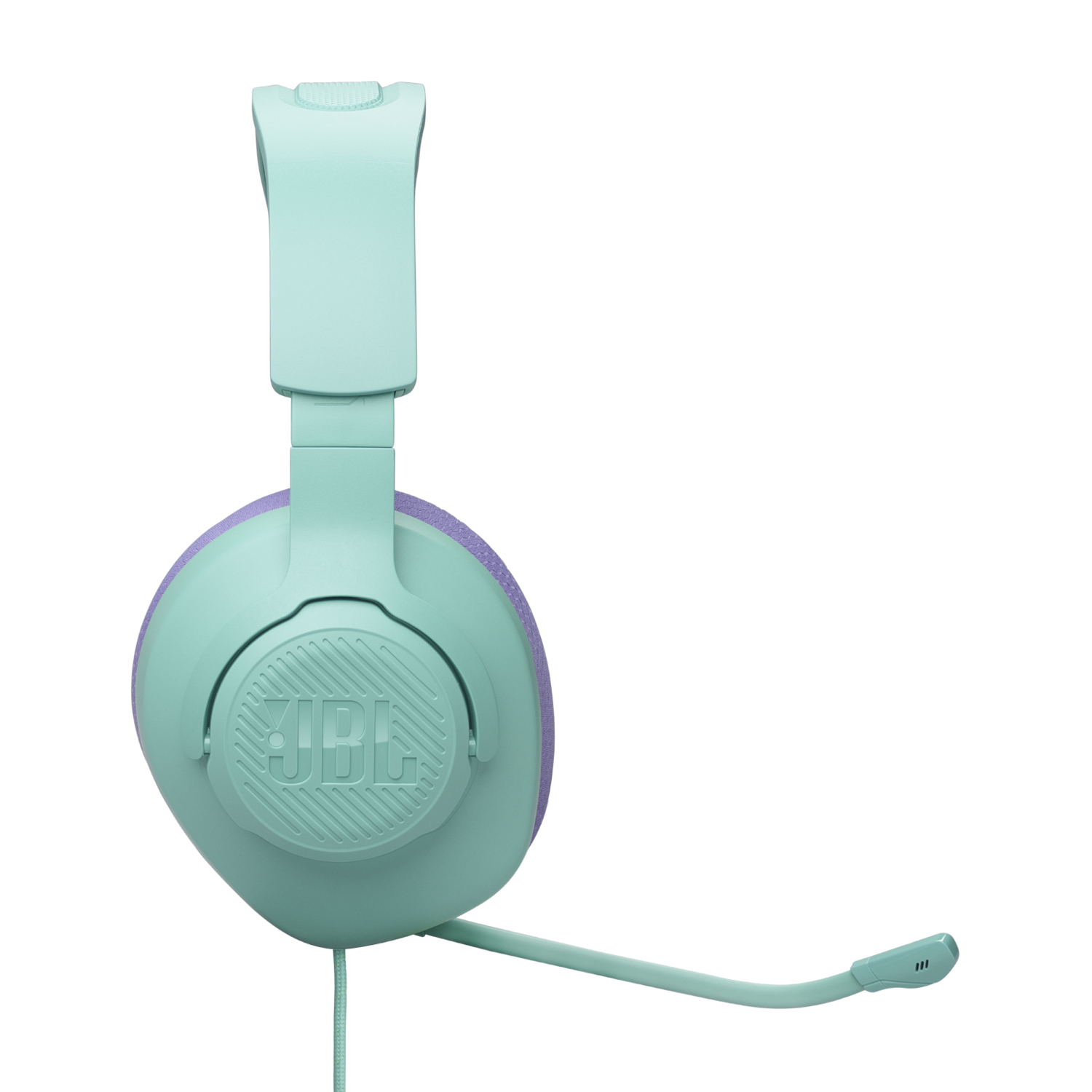 Mintgroene JBL-koptelefoon met microfoon, geïsoleerd op zwart.
