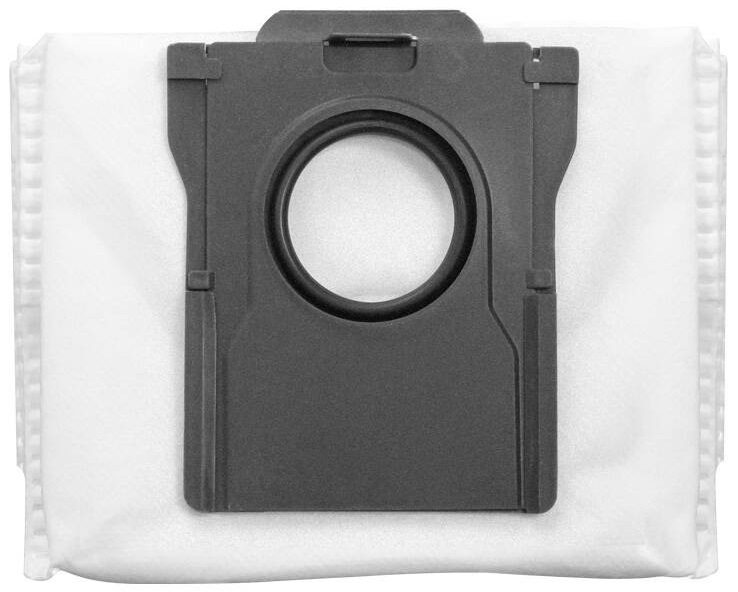 Czarny osprzęt do worka do odkurzacza z ciemnoszarą plastikową ramą i okrągłym otworem.