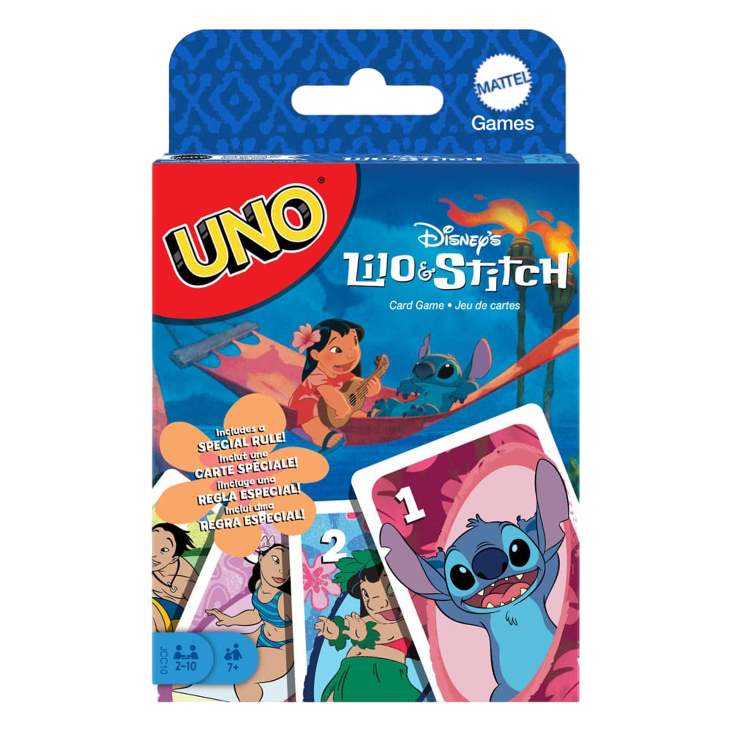 Jeu de cartes UNO : boîte sur le thème de Lilo & Stitch. Comprend une carte de règle spéciale.