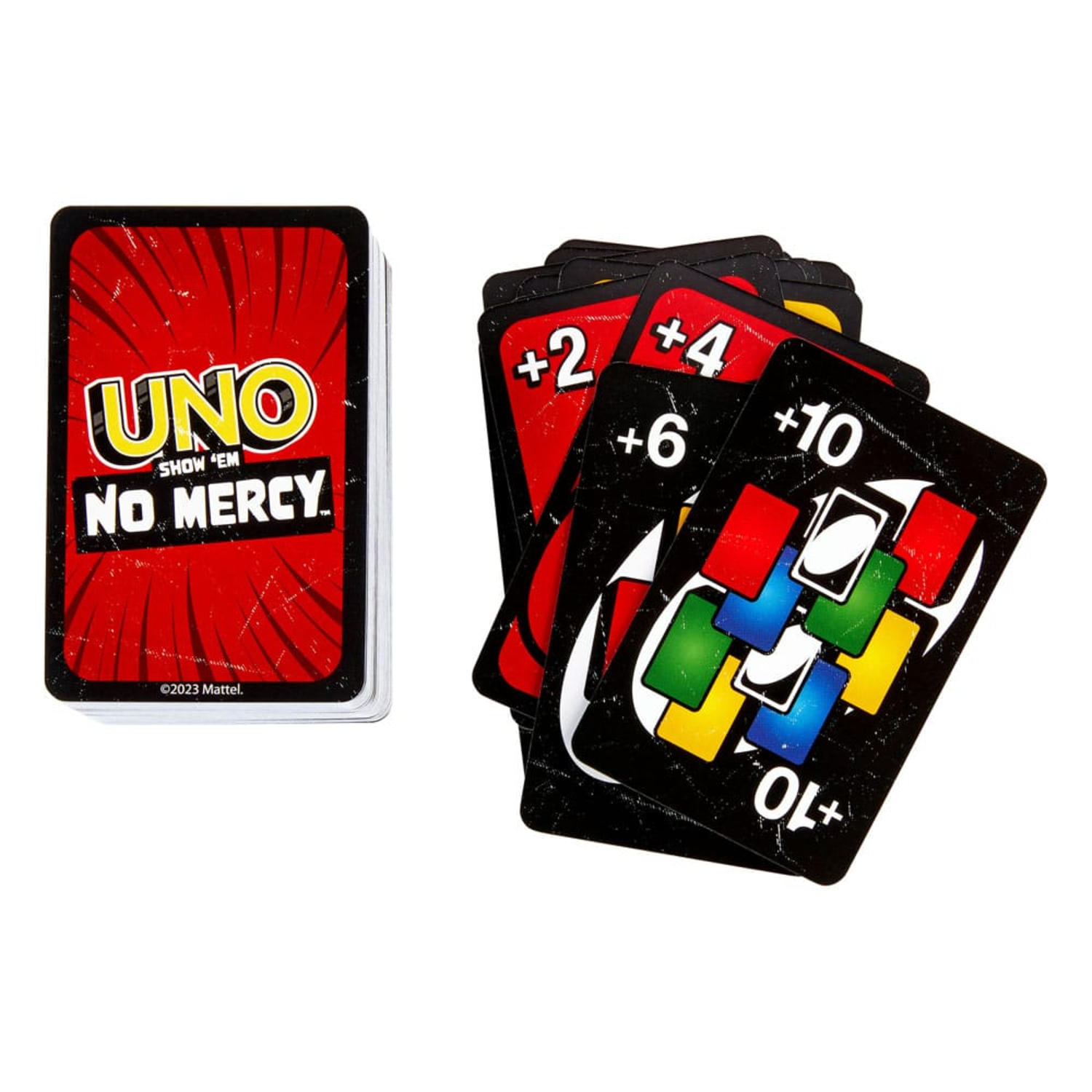 Jeu de cartes UNO Show 'em No Mercy, cartes étalées.
