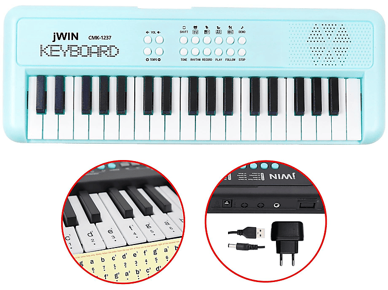 JWIN CMK-1237 37 Tuşlu Elektronik Org (Etiket. Adaptör Hediye) Turkuaz_0