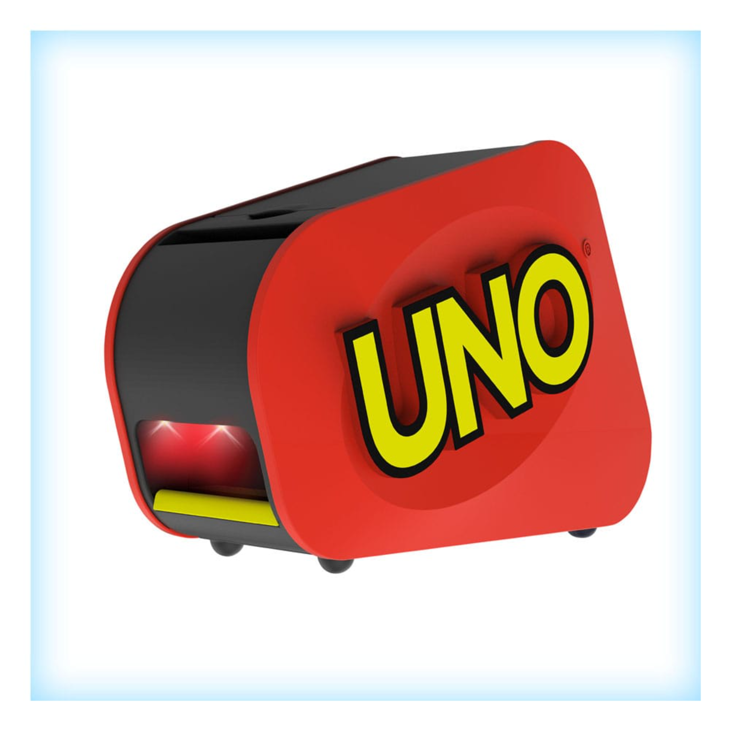 A red and black UNO game with a yellow 'UNO' logo and red lights.