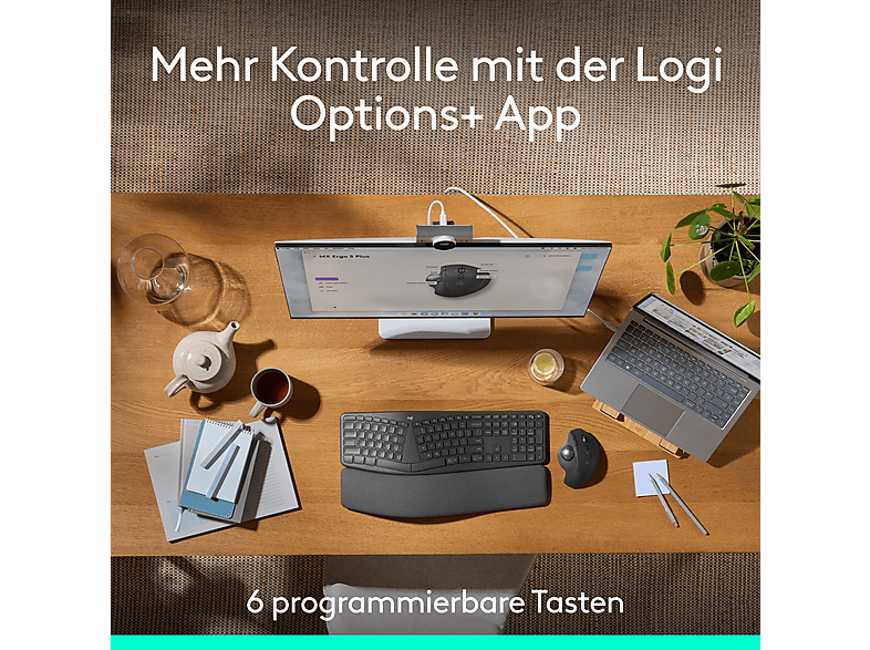 LOGITECH MX Ergo S Ergonomisch geformte, kabellose Trackball Maus, Bluetooth, Grafit — Foto 5 von 5