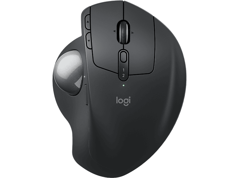 LOGITECH MX Ergo S Ergonomisch geformte, kabellose Trackball Maus, Bluetooth, Grafit