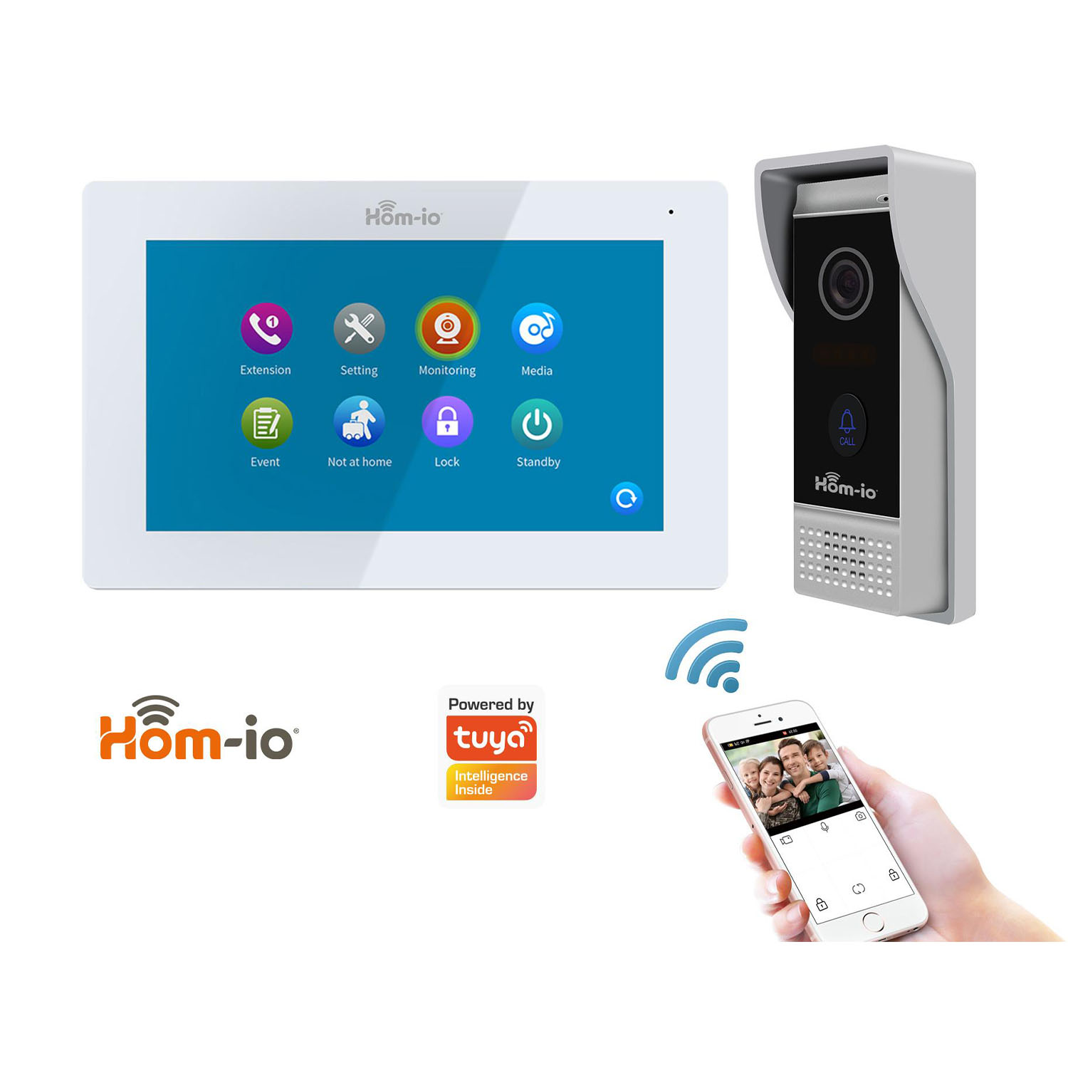 Sistema domotico con schermo e telecamera del campanello.