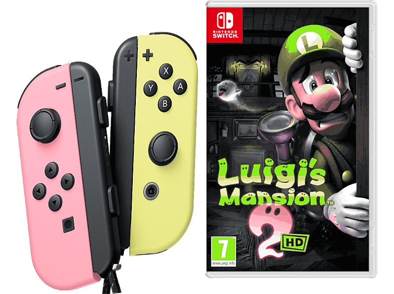 Nintendo Switch Joy-Con (pastell-rosa, pastell-gelb) + Luigi's Mansion ...