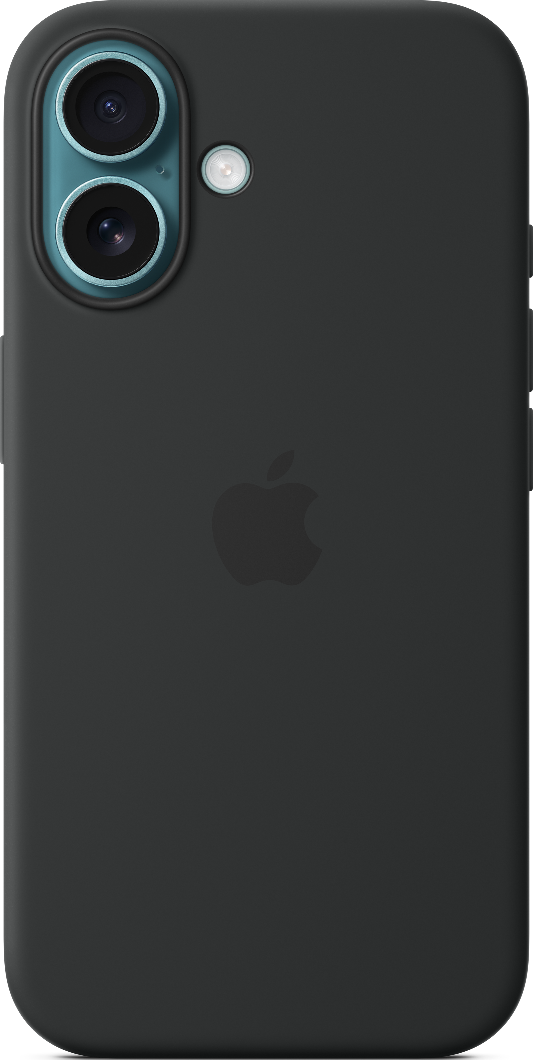 Dos d'un iPhone noir avec logo Apple et bosse de caméra sur fond blanc.