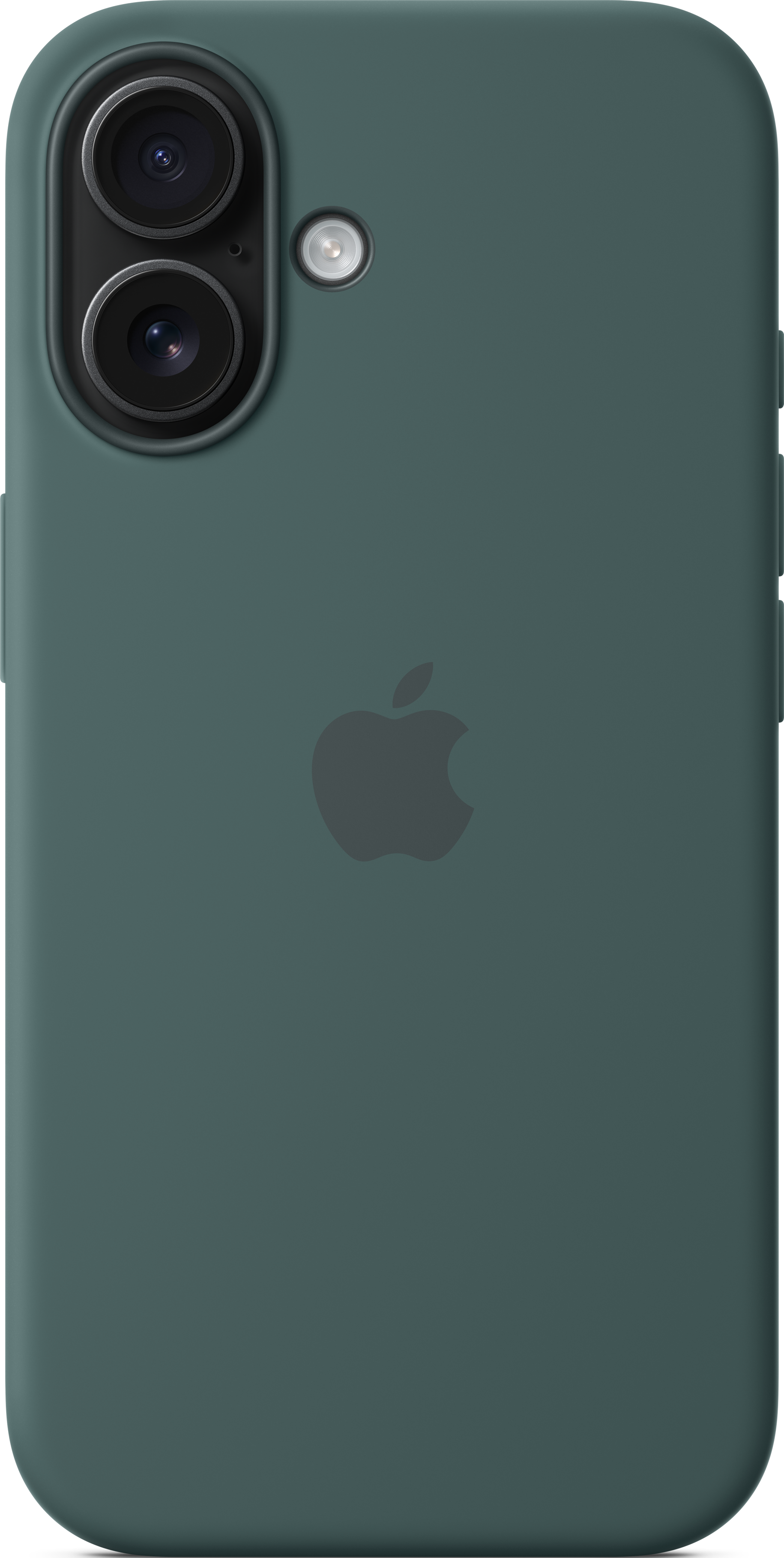 Dos de téléphone vert avec logo Apple et lentilles de caméra.