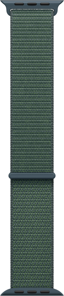 Groene Apple Watch band. Donkergroen met een getextureerde uitstraling. Het is een verticale band.