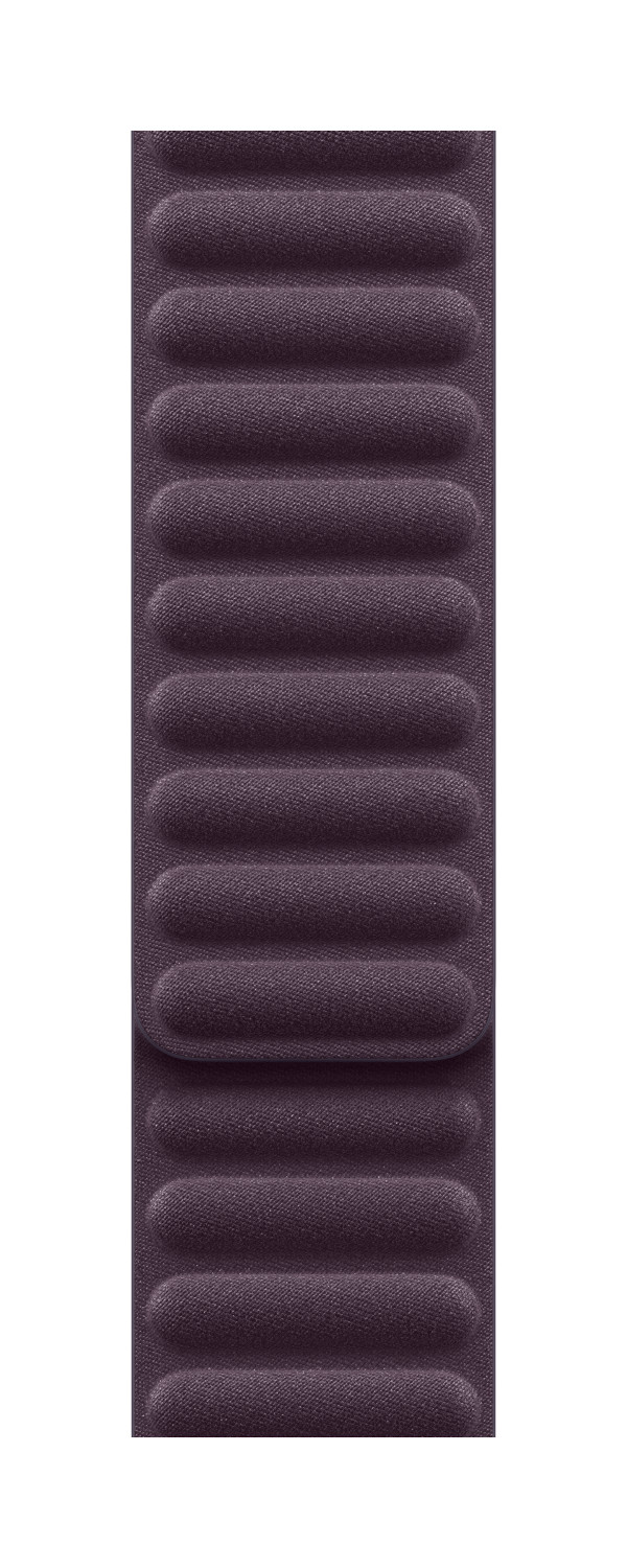 Bracelet Apple Watch violet avec design nervuré, vue de dessus.