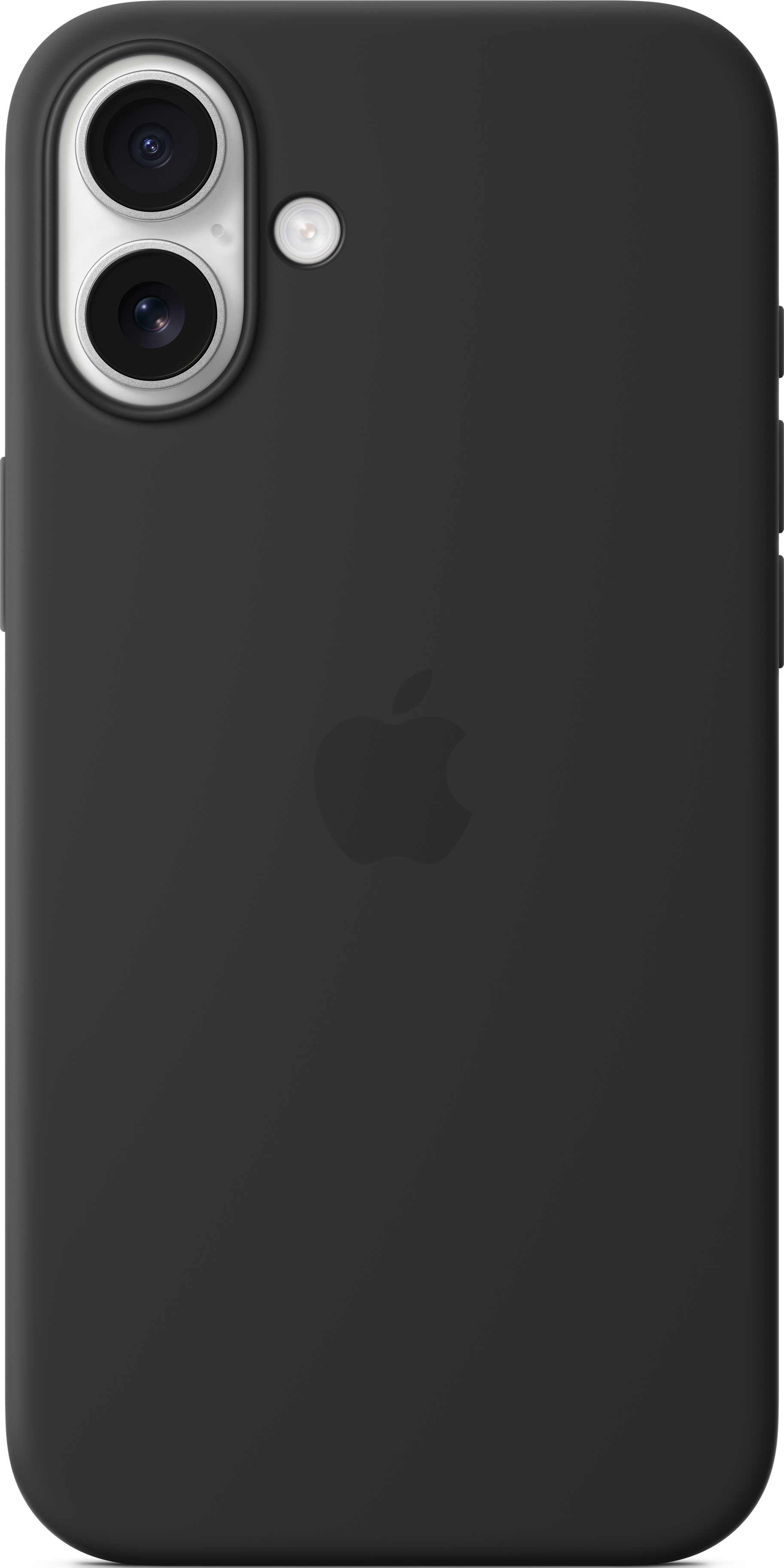 Eine schwarze Handyhülle mit dem Apple-Logo auf der Rückseite.