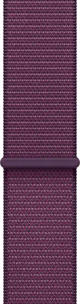 Bracelet Apple Watch en tissu violet avec fermoir.