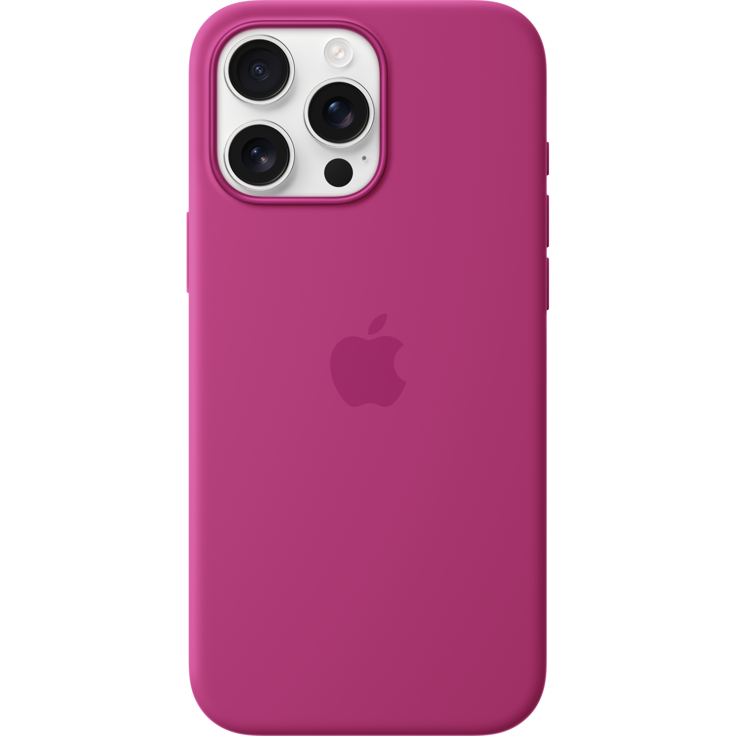 Roze iPhone hoesje met het Apple logo en drie cameralenzen.