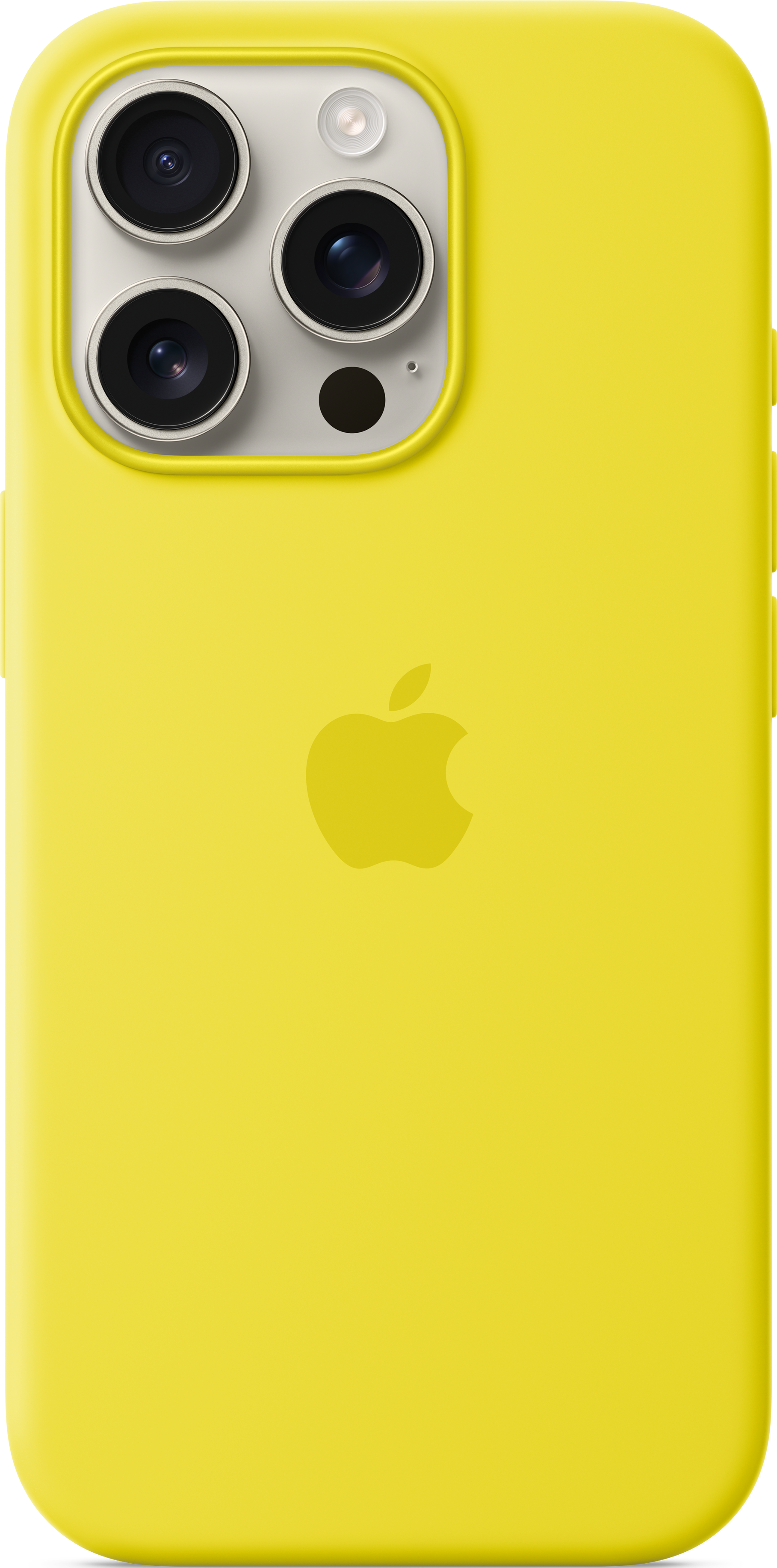 Gelbe iPhone-Hülle mit Apple-Logo.