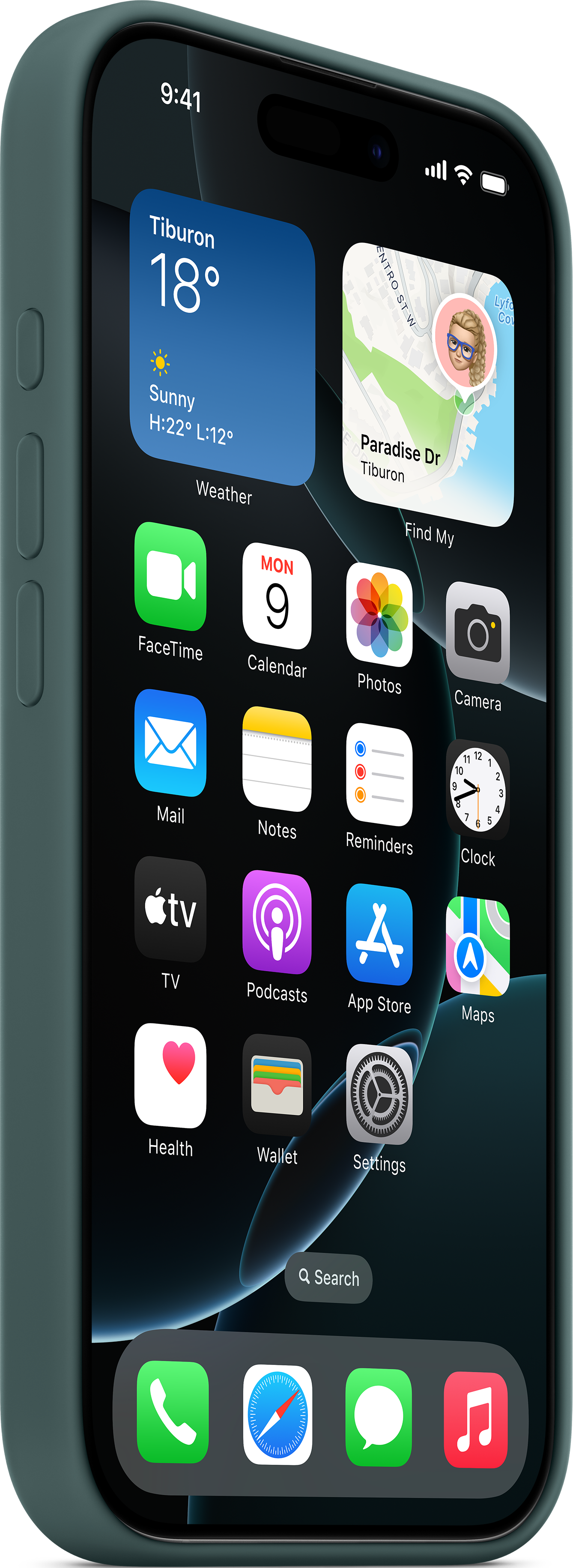 APPLE Coque en silicone avec MagSafe, Coque arrière, Apple, iPhone 16 Pro, Lake Green