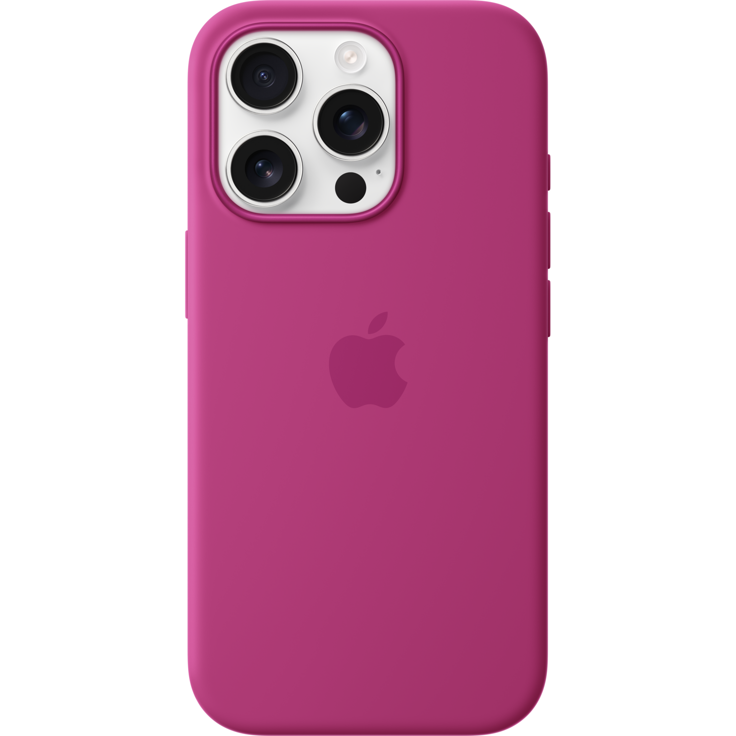 Roze telefoonhoes met camera-uitsparingen en een Apple-logo.