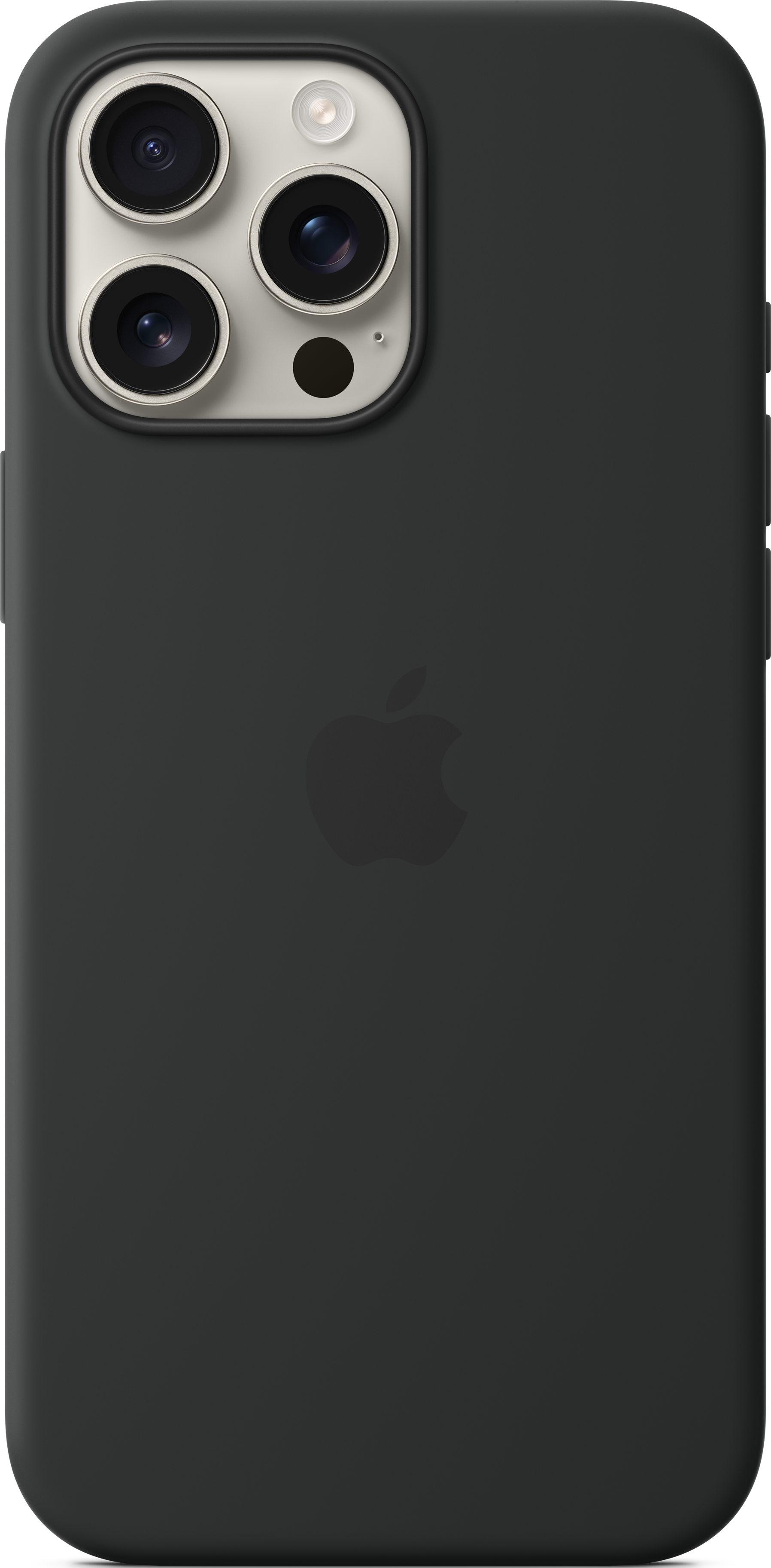 Coque noire iPhone 13 Pro avec le logo Apple, sur fond blanc.