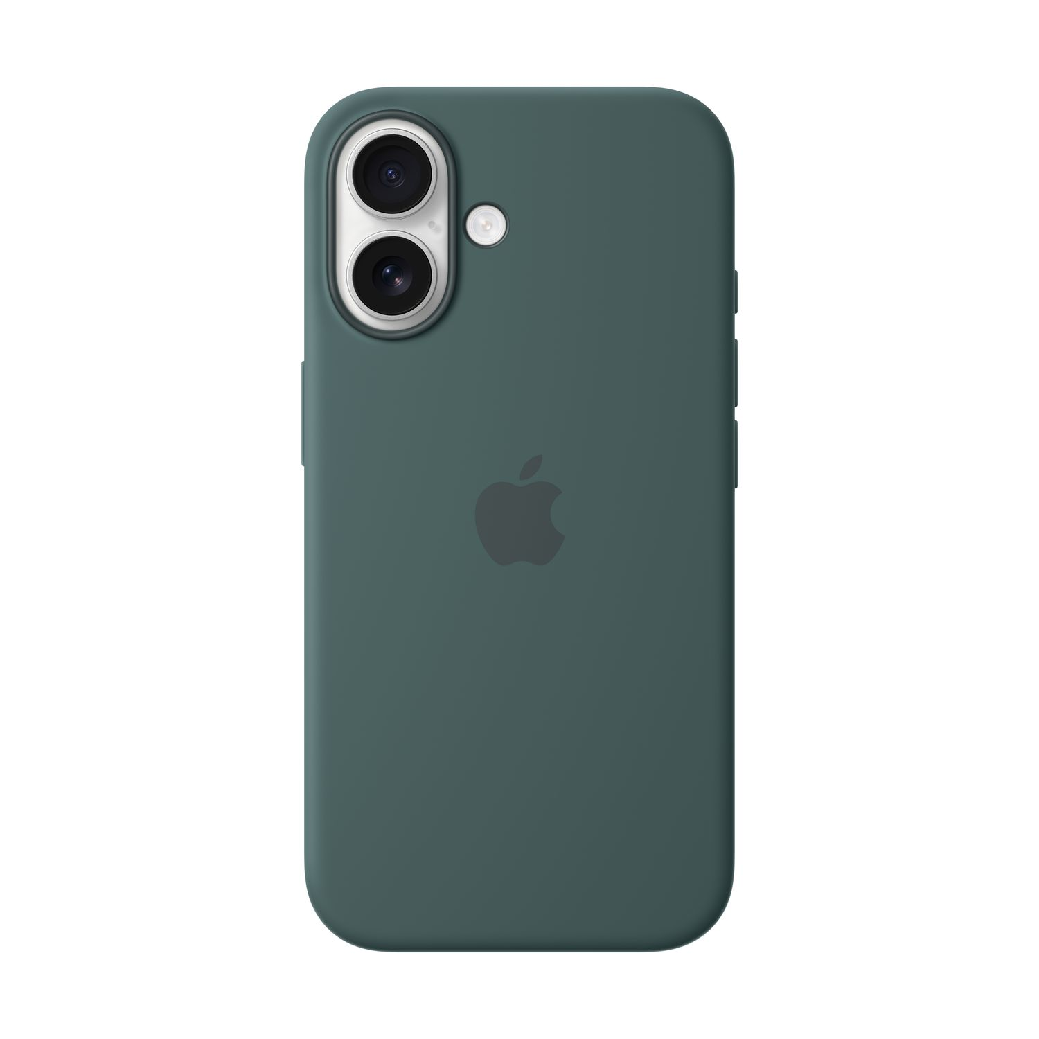 Coque de téléphone verte avec deux caméras et logo Apple au dos.