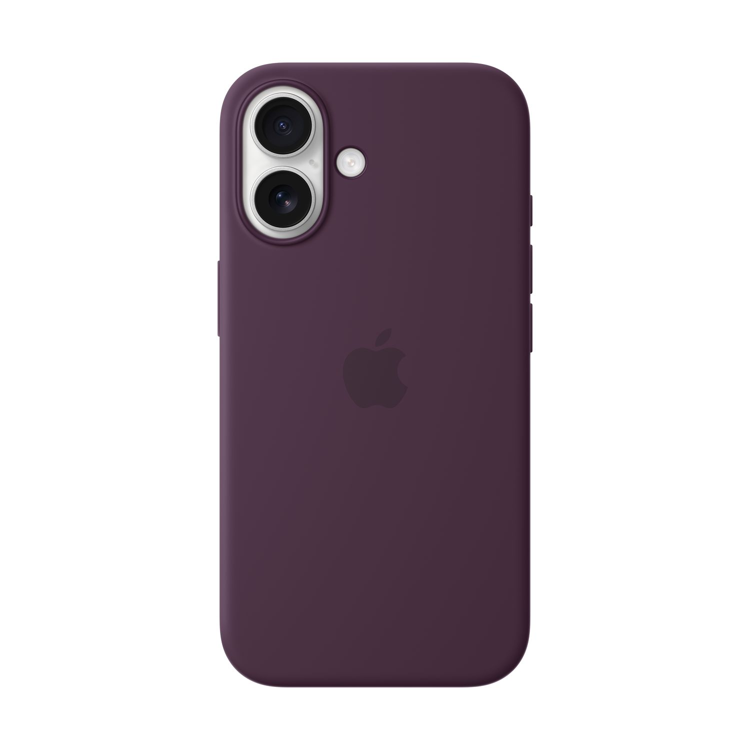 Paarse telefoonhoes met Apple-logo, dubbele camera en flitser.