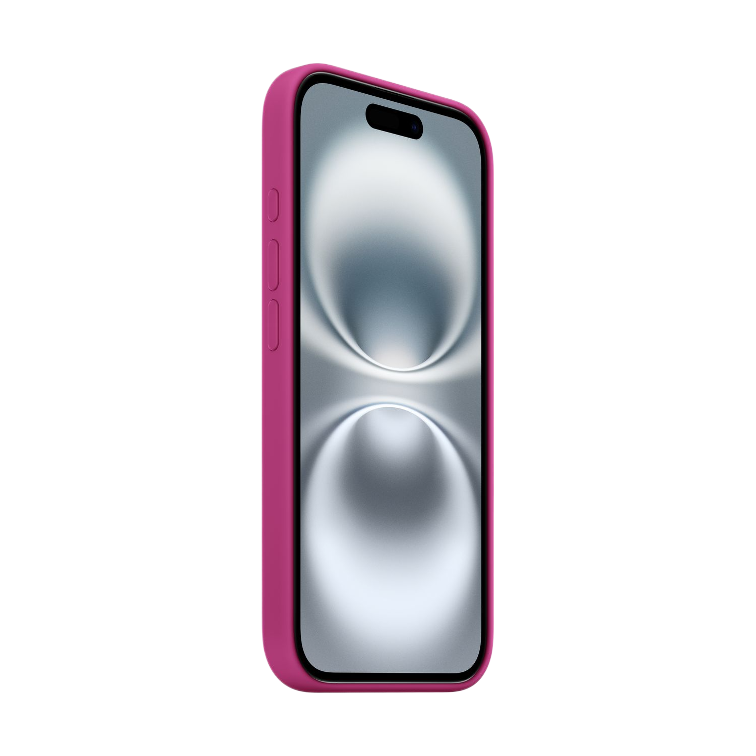 Roze telefoon in een hoesje. Zwart scherm met grijs ontwerp. Zwarte achtergrond.